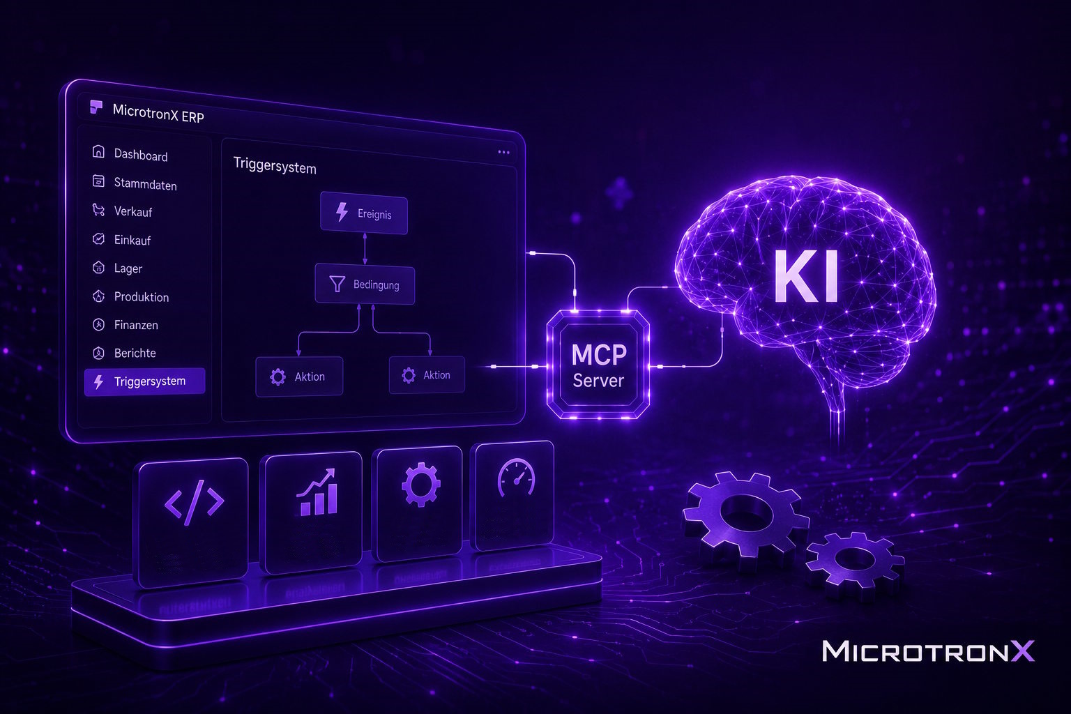 MicrotronX ERP, verbunden über den MCP-Server mit einer KI