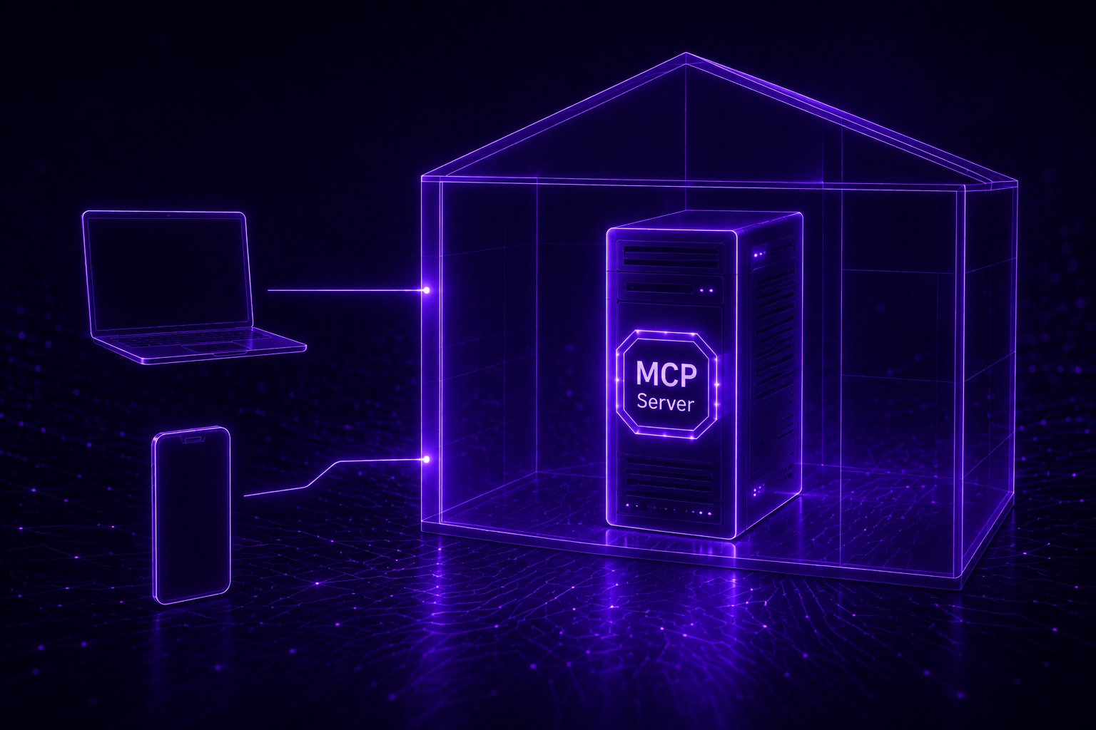 MCP-Server im eigenen Haus, Laptop und Telefon verbinden sich von außen